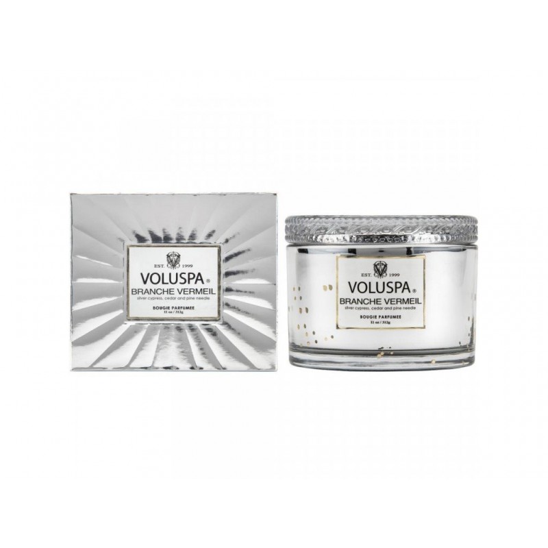 VOLUSPA VERMEIL BRANCHE VERMEIL 11 OZ CORTA MAISON GLASS CANDLE W/ LID BOXED