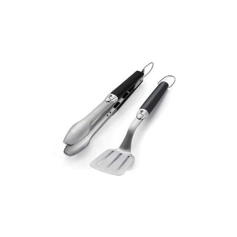 Grilovacie náradie 2 dielne z ušlachtilej ocele, čierne