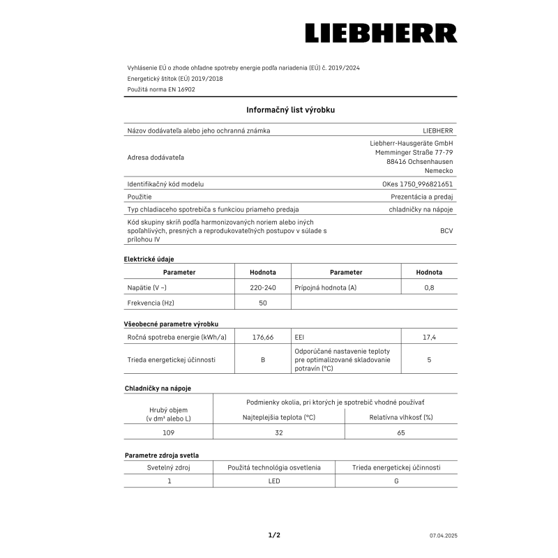 Chladnička OKes 1750