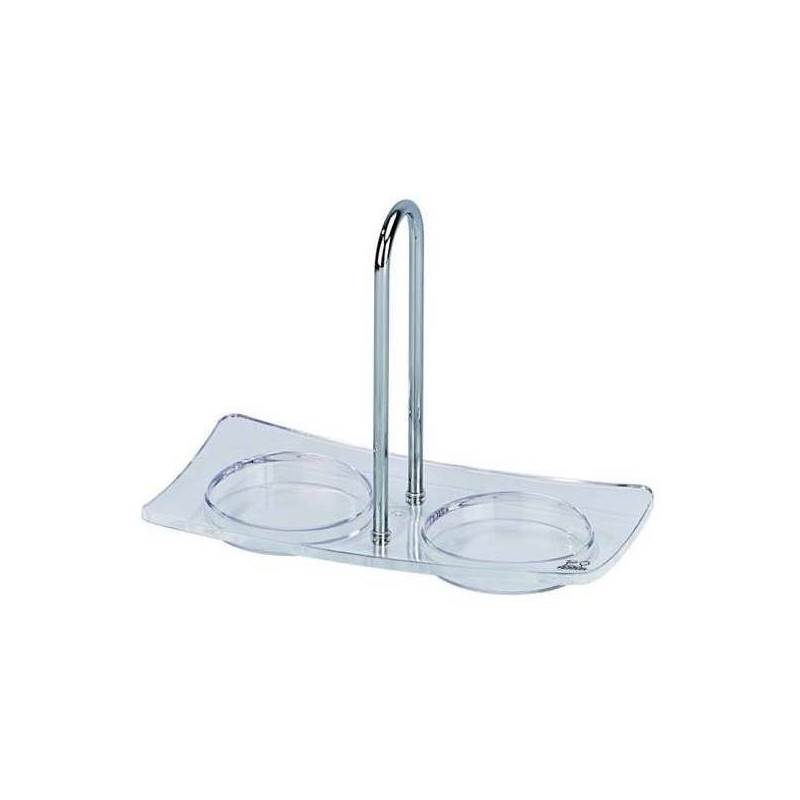 Stojanček na mlynčeky - akryl / nerezová oceľ, 19 x 9 x 15 cm